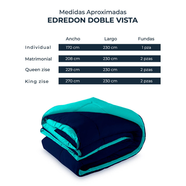 Edredón queen size Spring Air + Almohada + Sabana + Frazada turquesa/marino