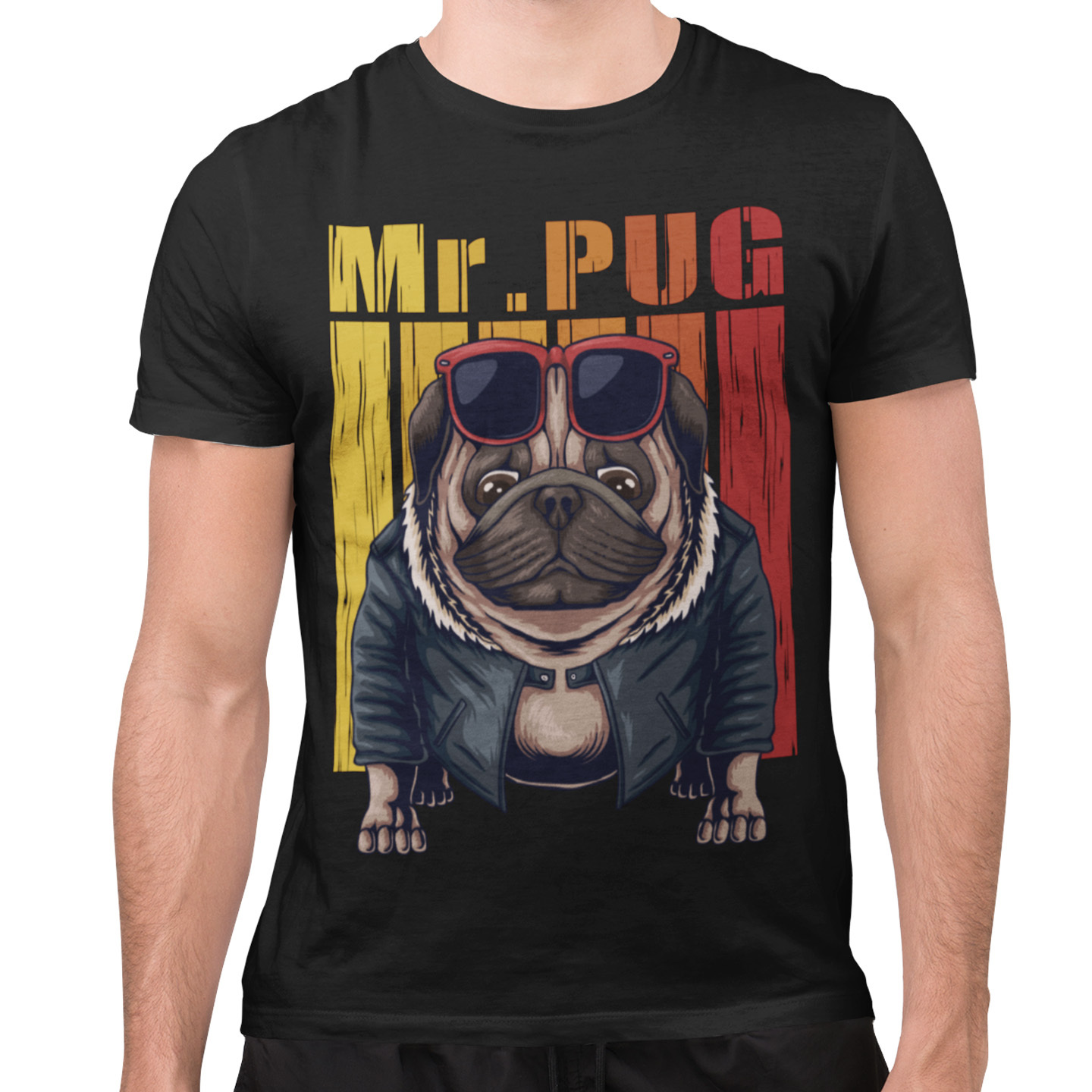 Playera Caballero, Dama Y Niño Mr. Pug Rockero Mascota