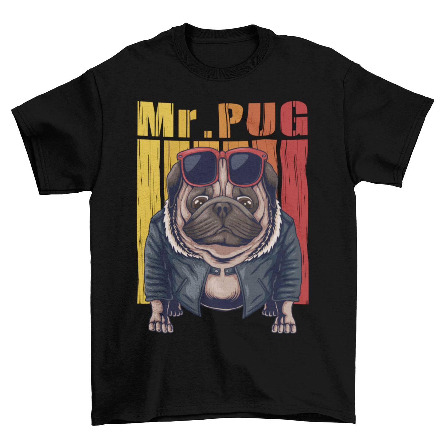 Playera Caballero, Dama Y Niño Mr. Pug Rockero Mascota