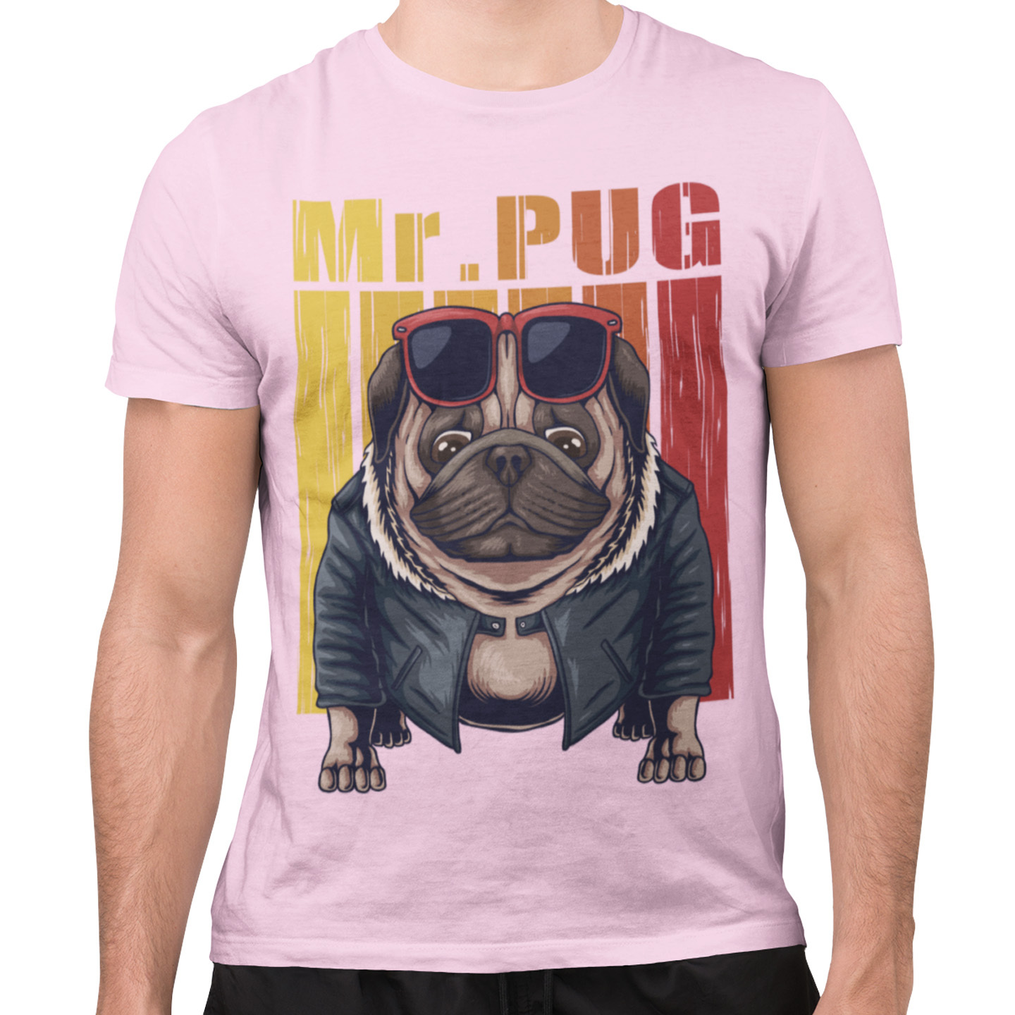 Playera Caballero, Dama Y Niño Mr. Pug Rockero Mascota