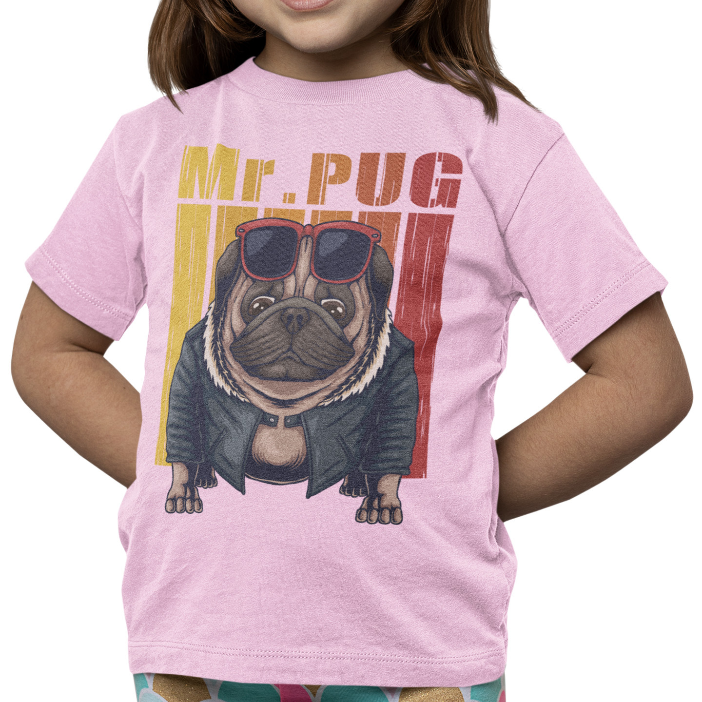 Playera Caballero, Dama Y Niño Mr. Pug Rockero Mascota