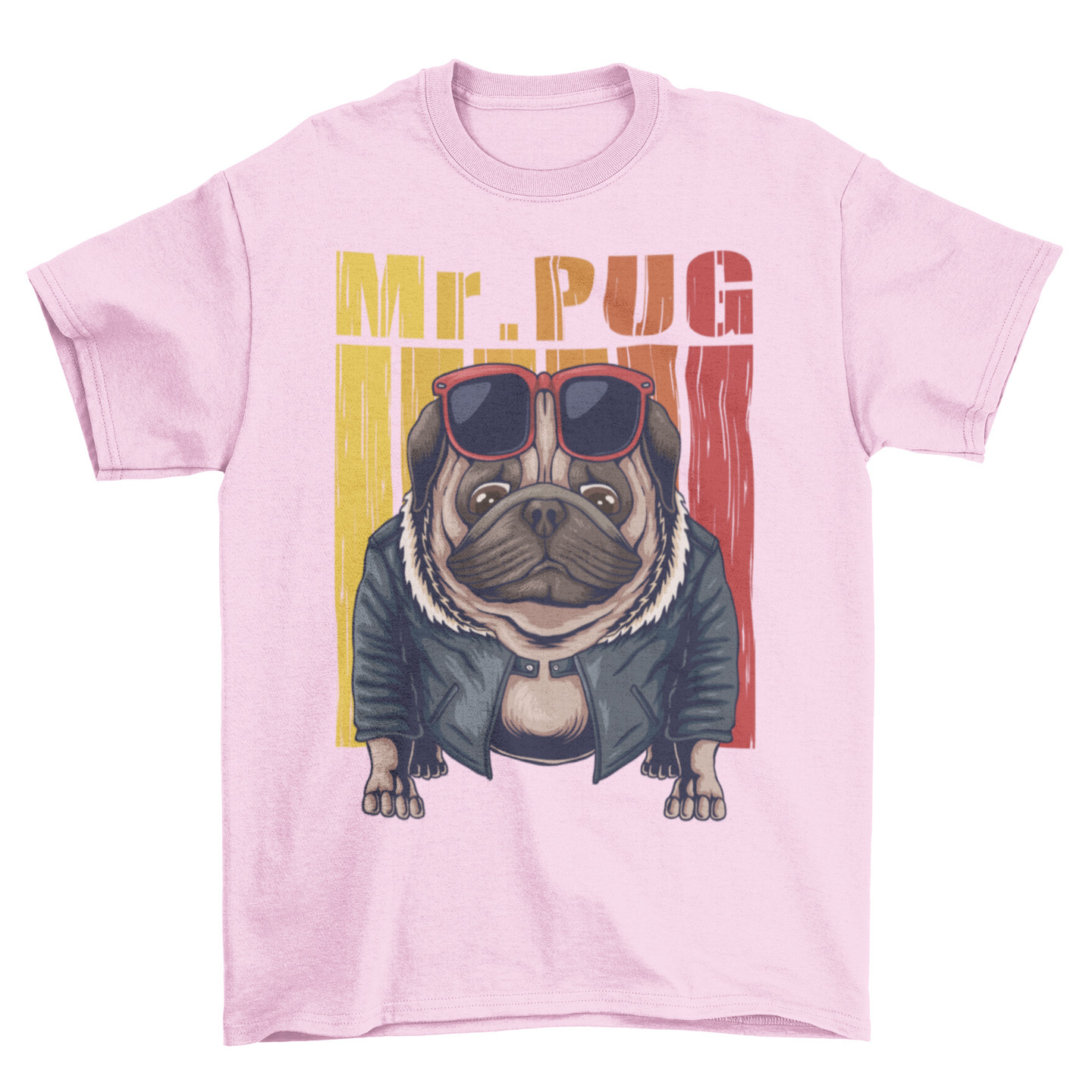 Playera Caballero, Dama Y Niño Mr. Pug Rockero Mascota