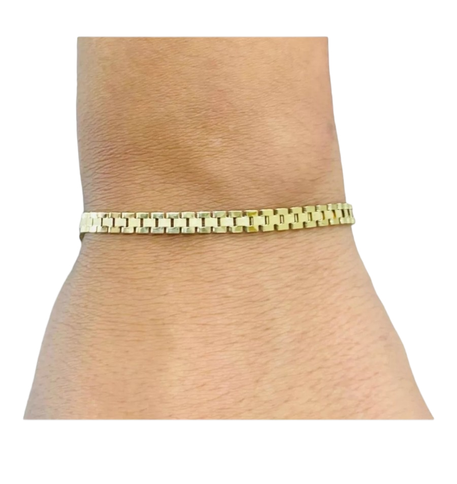 Pulsera Estilo Baby Rolex En Oro 10 Kilates + Obsequio