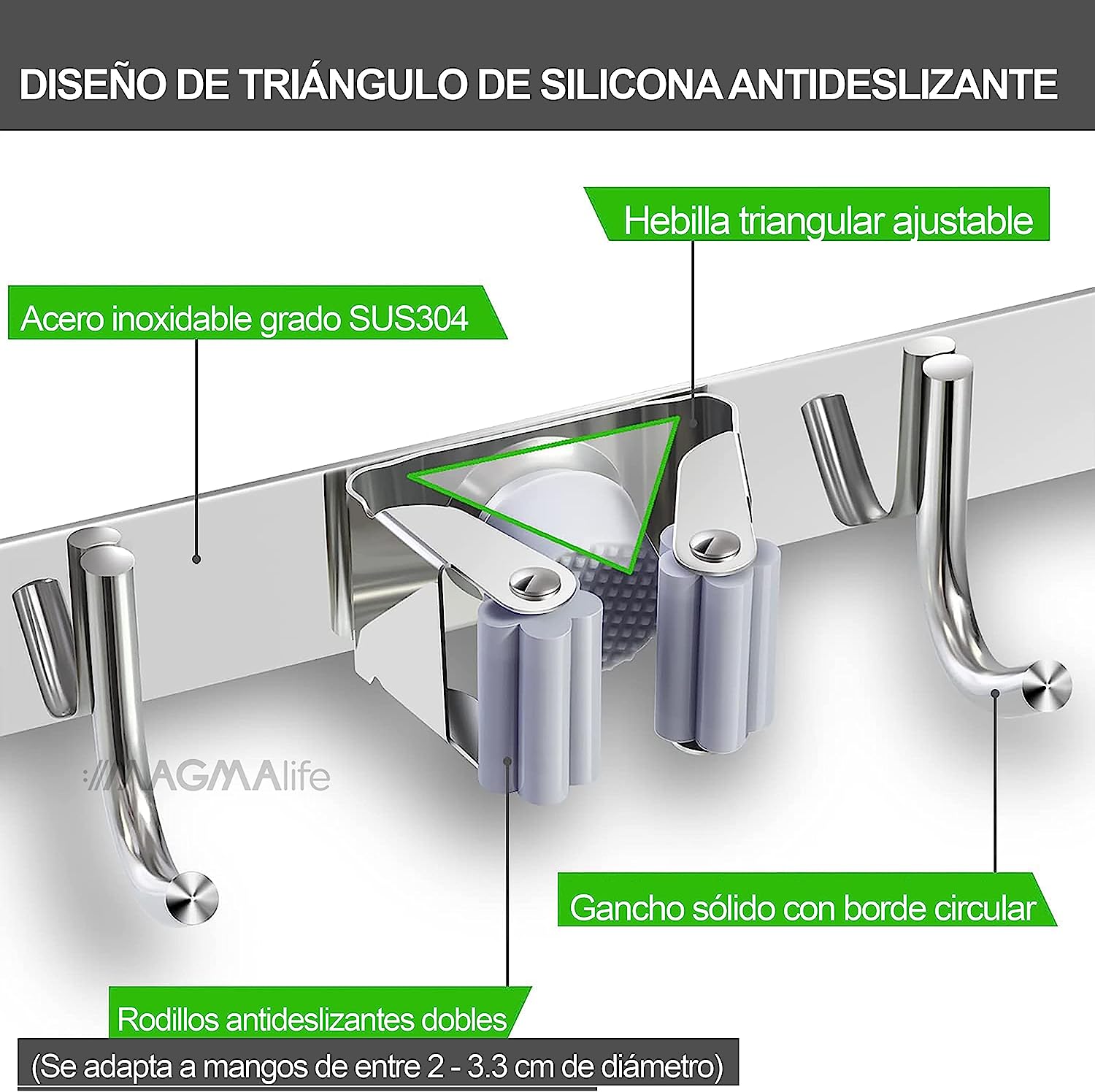 Organizador de Escobas Porta Escobas y Trapeadores para Pared 3