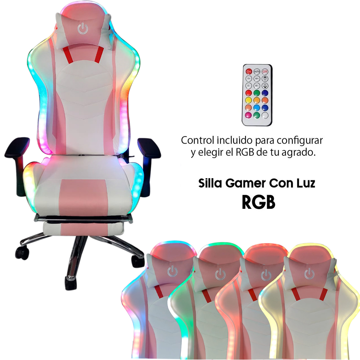Silla Gamer Reclinable Rgb Reposa Pies Video Juegos