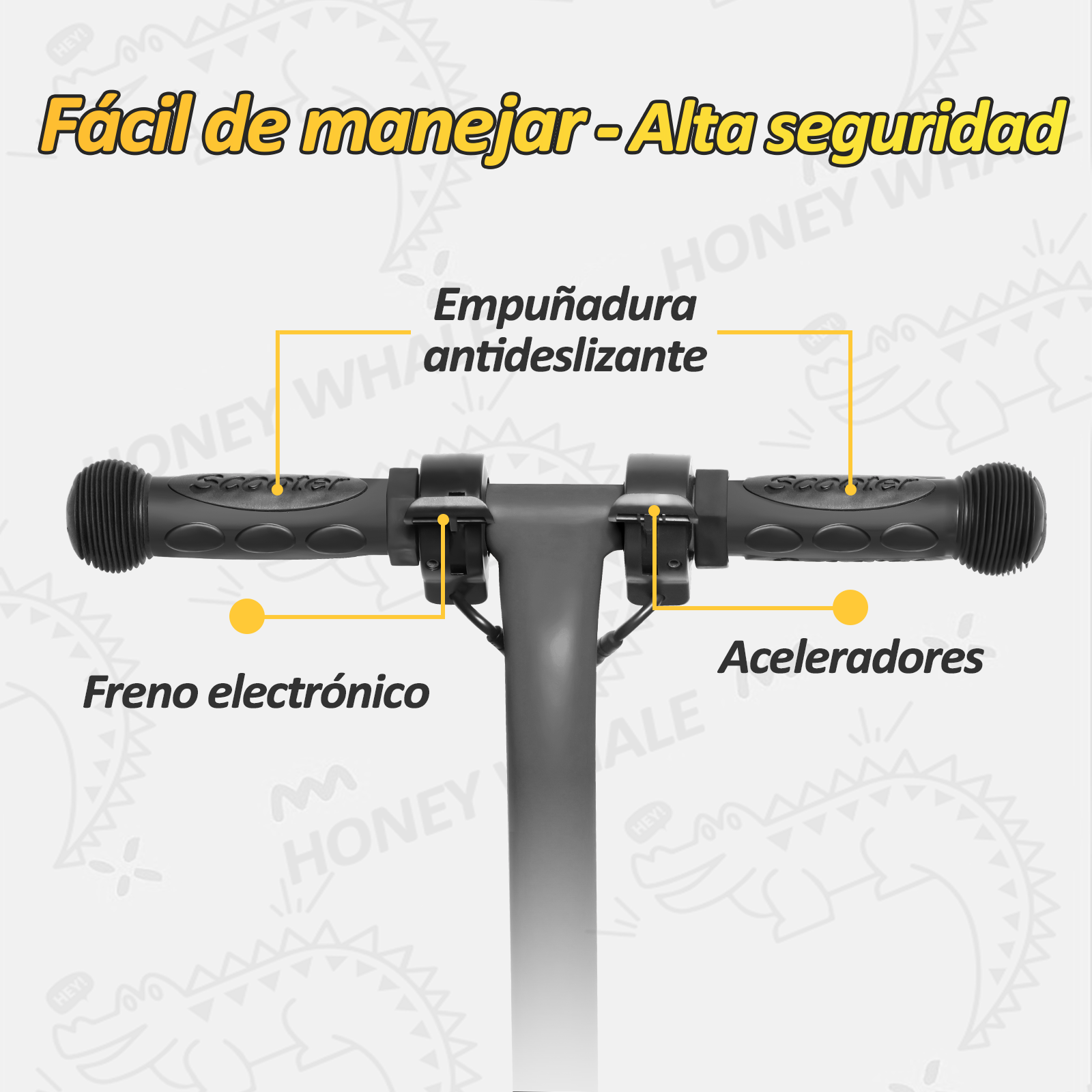 Scooter Eléctrico Honey Whale Para Niños 100w E6 Gris.