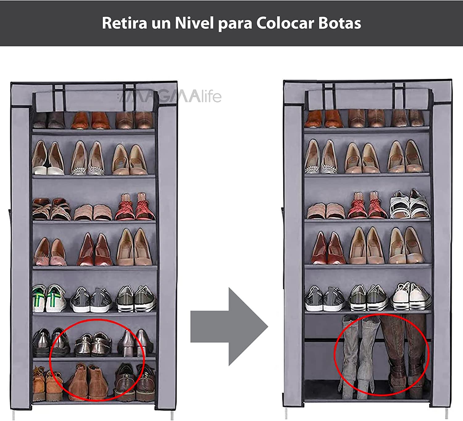 Zapatera Moderna De 9 Niveles Con Cubierta De Tela - Bellair