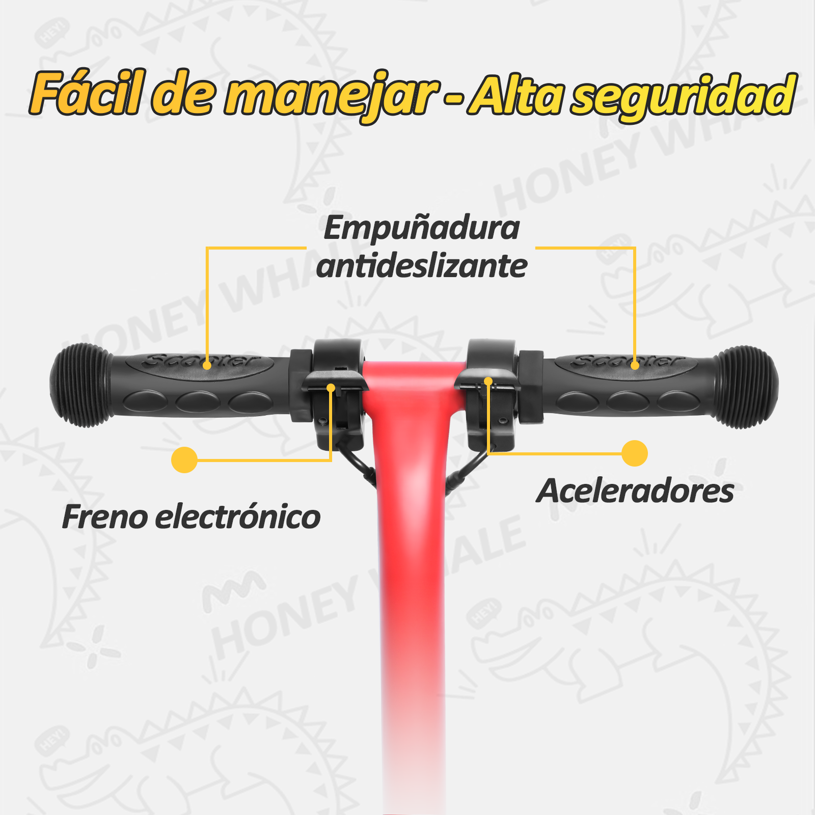 Scooter Eléctrico Honey Whale Para Niños 100w E6 Rojo.