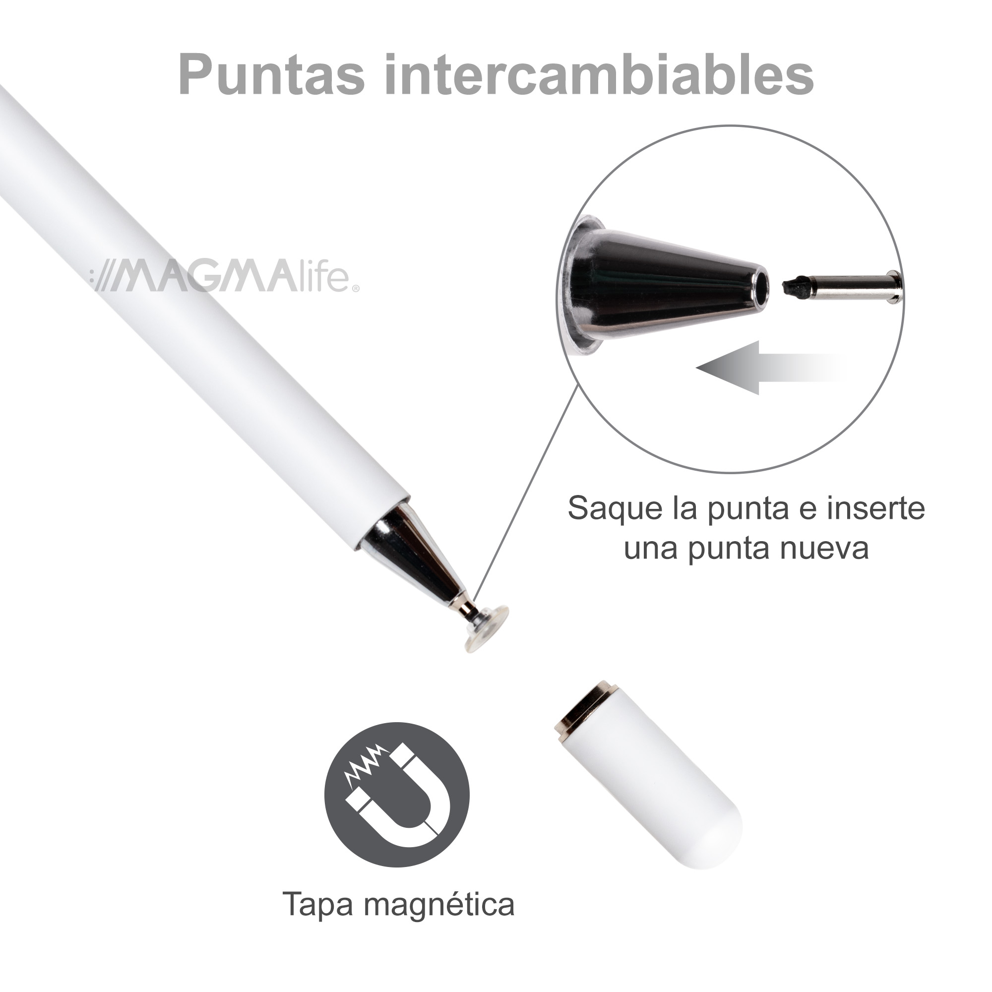 Stylus Pen, Pluma para Pantalla Táctil, Perfecta para Celulares y Tabletas, Pluma con 3 Puntas, Lápiz Stylus (2 Puntas de Repuesto)