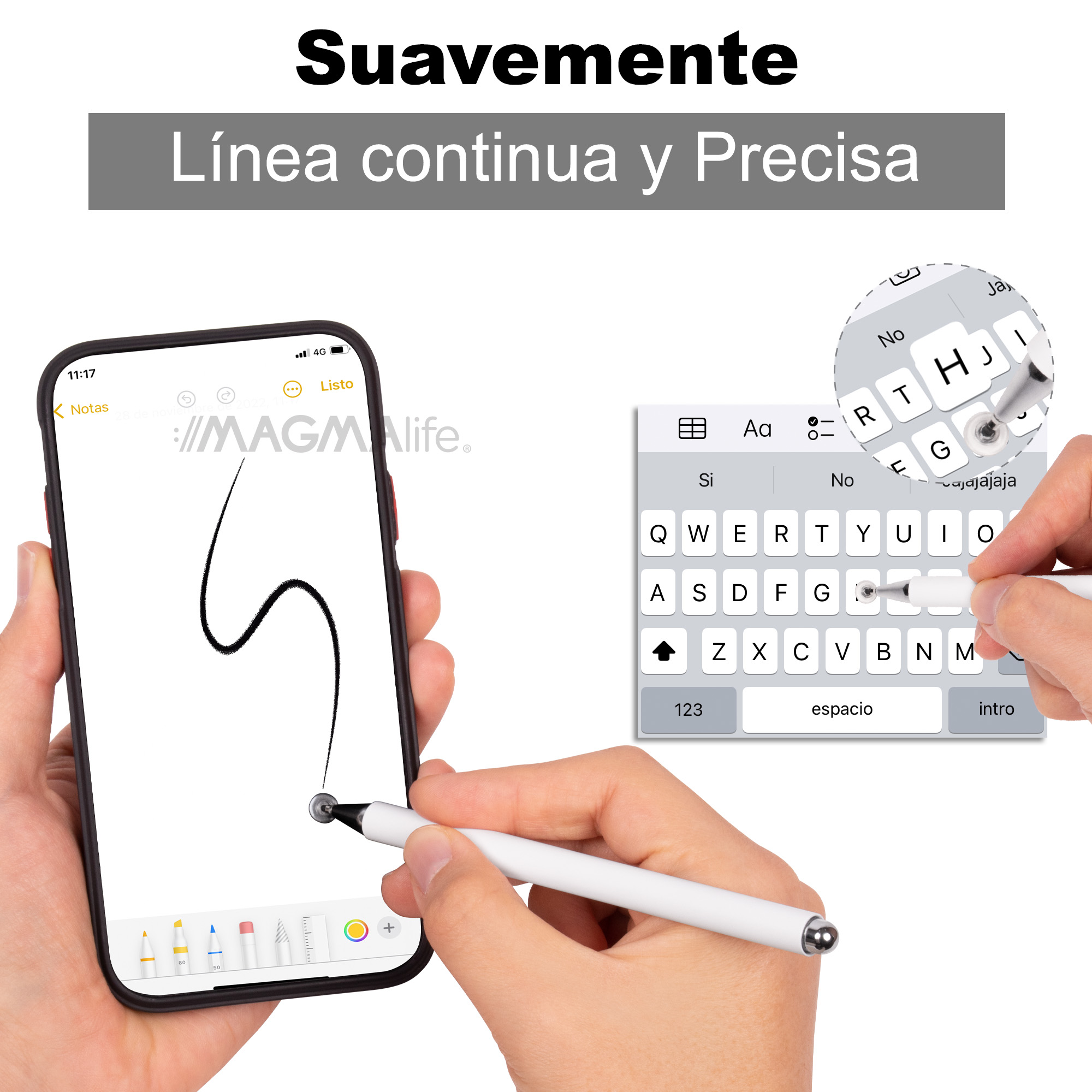 Stylus Pen, Pluma para Pantalla Táctil, Perfecta para Celulares y Tabletas, Pluma con 3 Puntas, Lápiz Stylus (2 Puntas de Repuesto)
