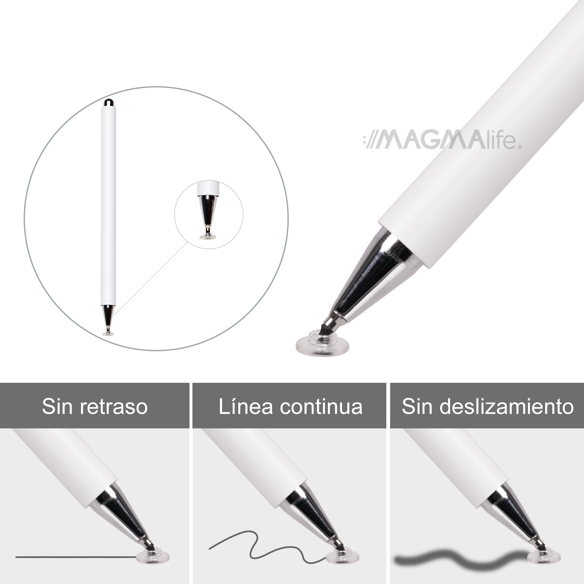 Stylus Pen, Pluma para Pantalla Táctil, Perfecta para Celulares y Tabletas, Pluma con 3 Puntas, Lápiz Stylus (2 Puntas de Repuesto)