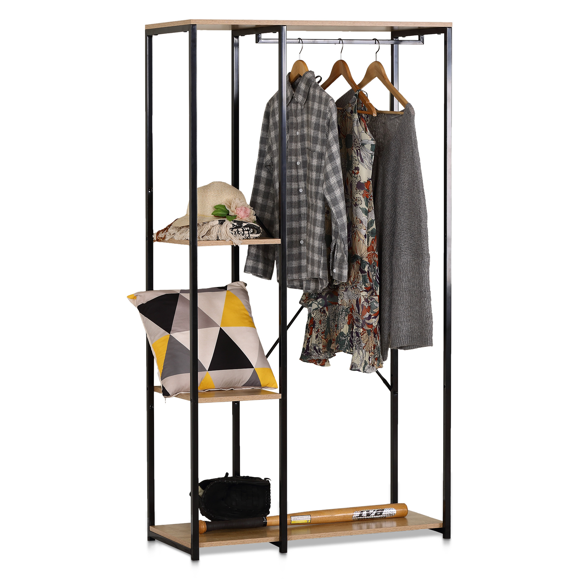 Perchero de Metal con Entrepaños Tipo Madera Magma Life