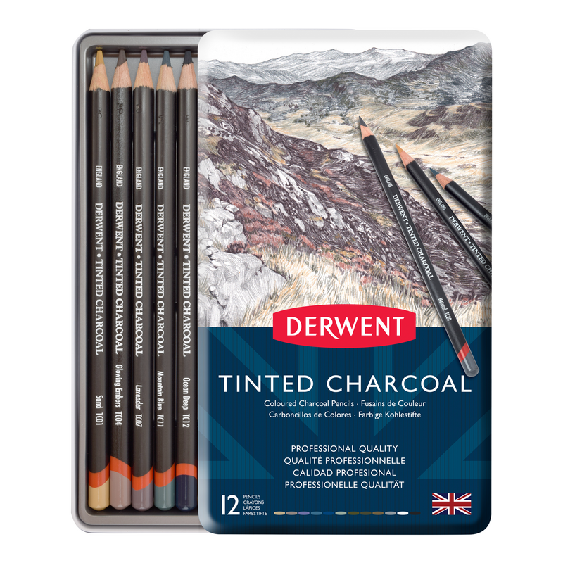 Caja Metálica Con 12 Lápices Tinted Charcoal Derwent # 2301690