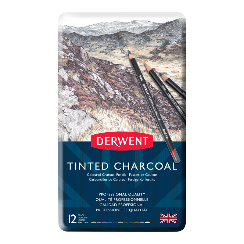 Caja Metálica Con 12 Lápices Tinted Charcoal Derwent # 2301690