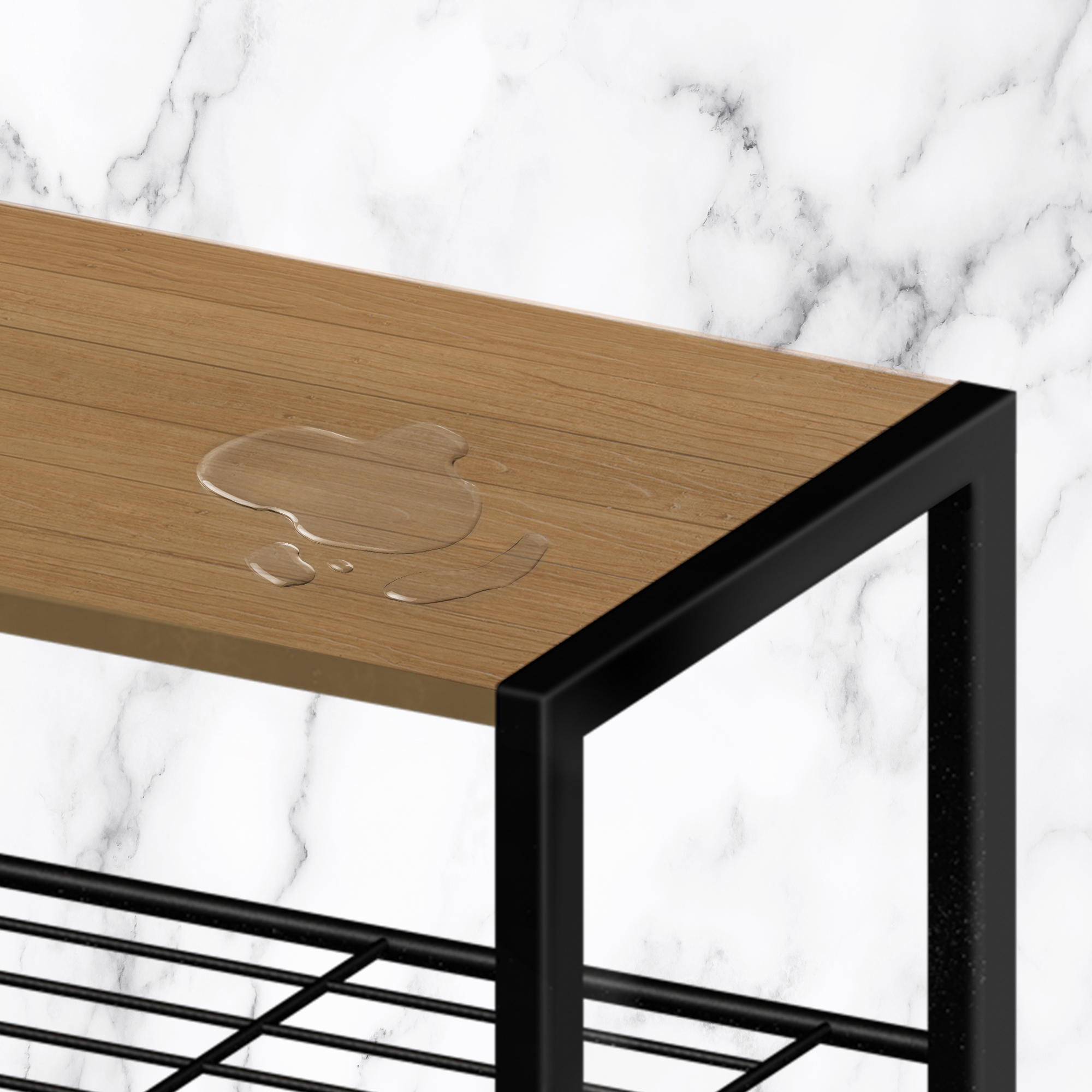 Moderna Zapatera Minimalista de Madera y Metal, Zapatera Compacta con 3 Niveles Metálicos y 1 Repisa con Acabado tipo Madera, Metal de Alta Resistencia, Fácil de Armar