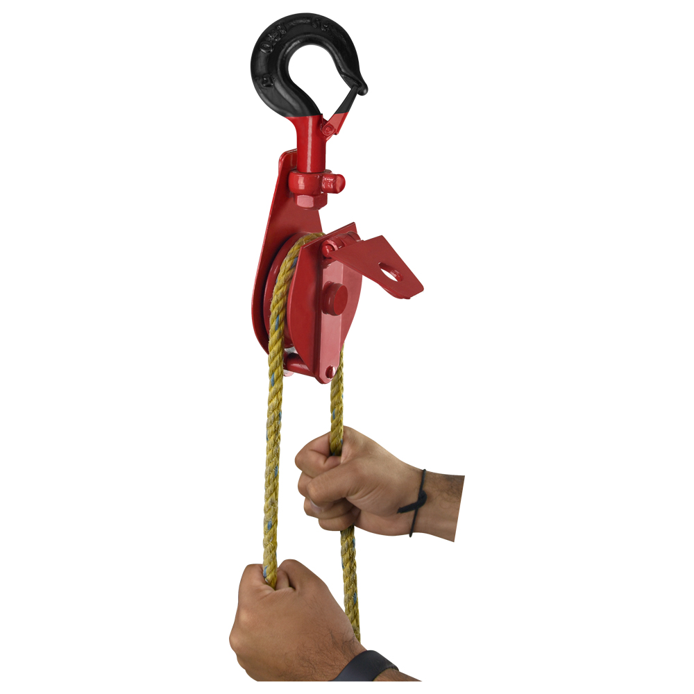 Garruchas Sencillas Con Bisagra Polea Polipasto de Acero Ideal para trabajos difíciles Permite izar cargas ligeras manteniendo la seguridad Diámetro del cuerpo 5 Pulgadas Cap. De carga 2 Toneladas Diámetro polea 145 cm