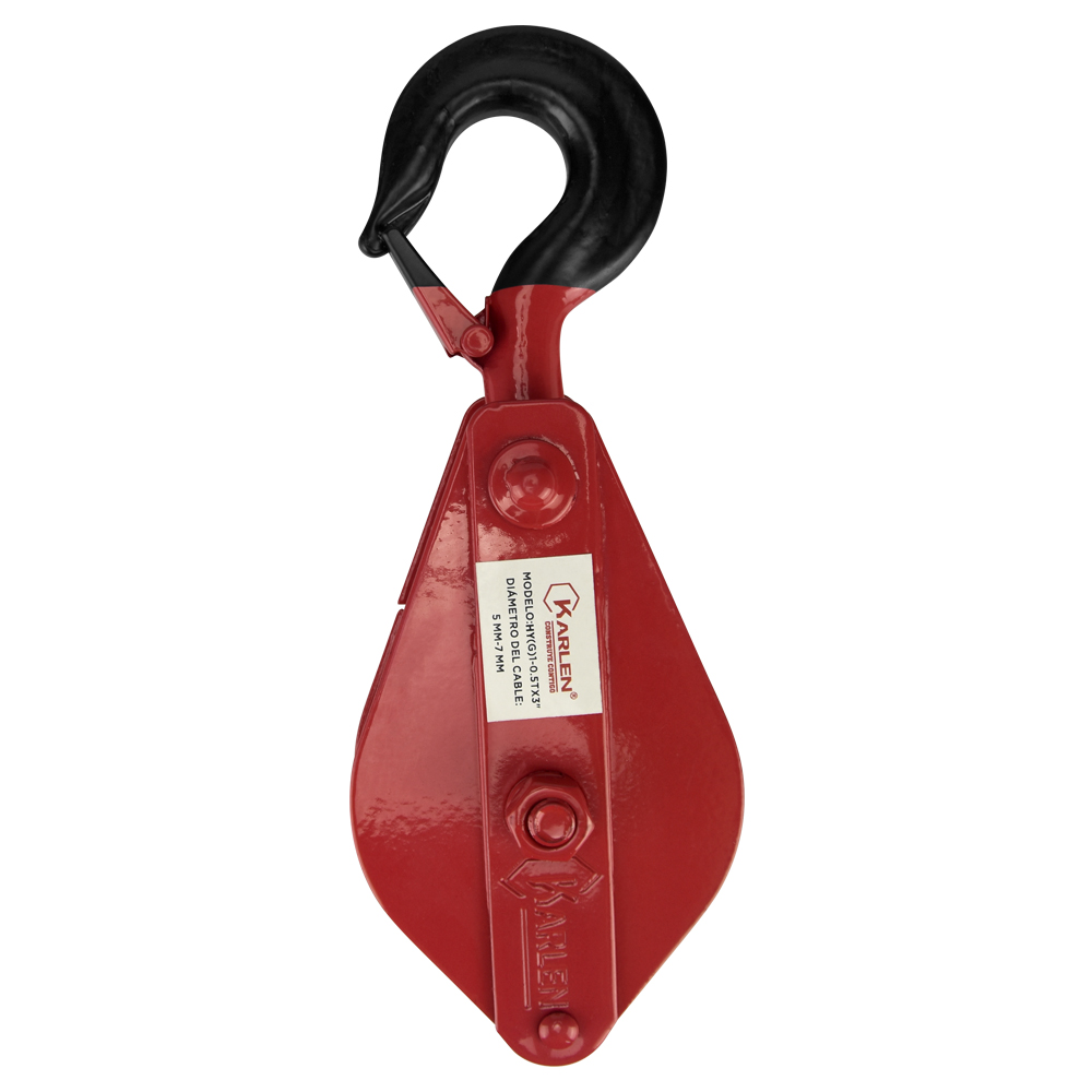 Garruchas Sencillas Con Bisagra Polea Polipasto de Acero Ideal para trabajos difíciles Permite izar cargas ligeras manteniendo la seguridad Diámetro del cuerpo 3 Pulgadas Cap. De carga .50 Toneladas Diámetro polea 98 cm