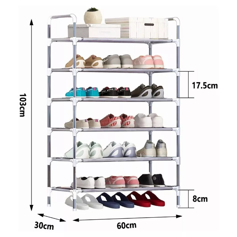 Zapatera Organizador Acero Inoxidable Capacidad 18 Pares de Zapatos 6 Niveles