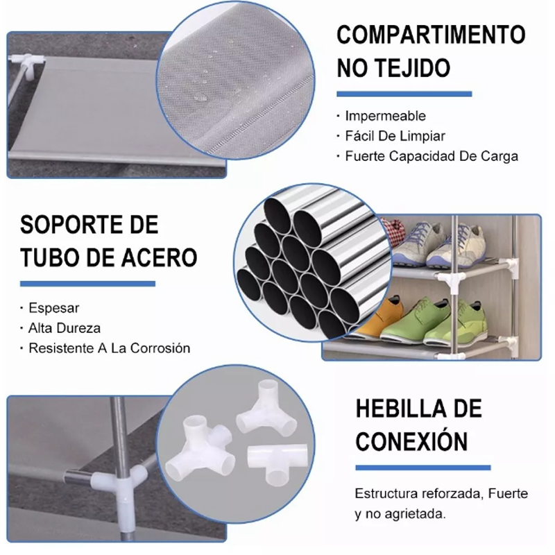 Zapatera Organizador Acero Inoxidable Capacidad 18 Pares de Zapatos 6 Niveles
