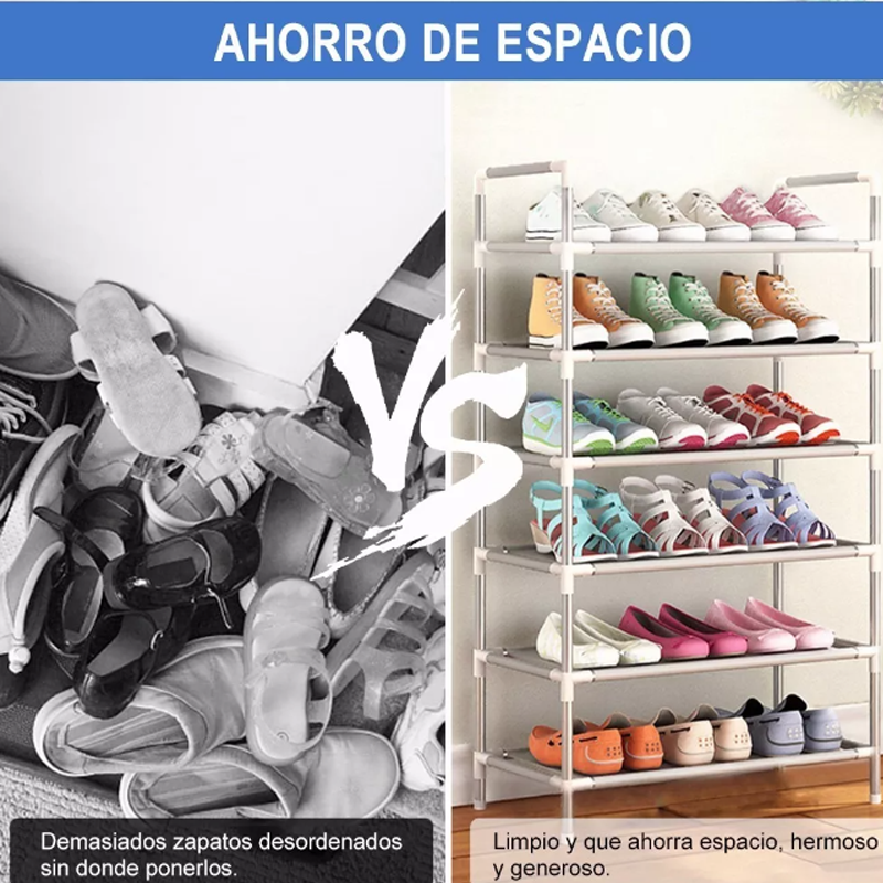 Zapatera Organizador Acero Inoxidable Capacidad 18 Pares de Zapatos 6 Niveles