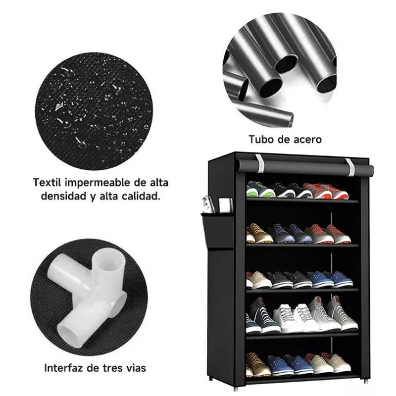 Zapatera De Closet Organizador Zapatos 5 Niveles Marco Metal