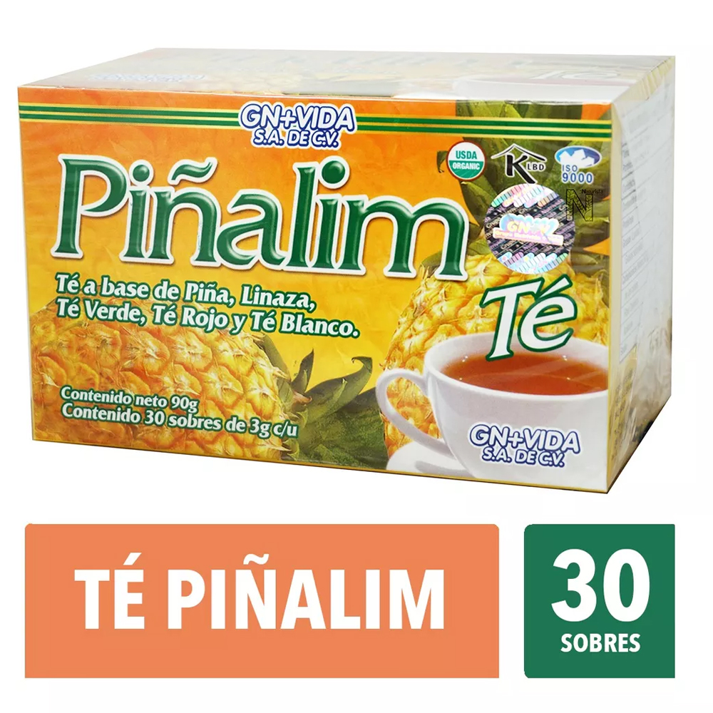 5 Cajas Té Piñalim (piña, Linaza, Té Verde, Té Rojo Y Té Blanco) 30 Sobres De 3g C/u