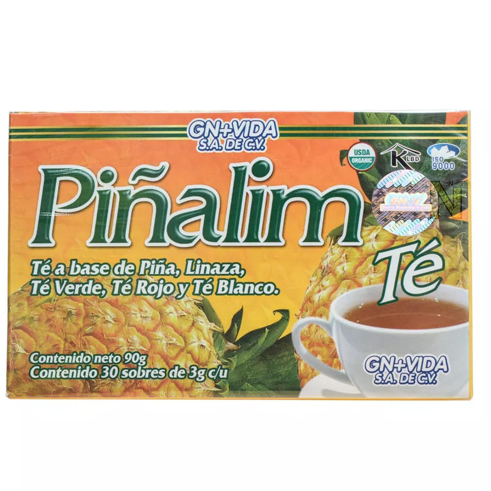 5 Cajas Té Piñalim (piña, Linaza, Té Verde, Té Rojo Y Té Blanco) 30 Sobres De 3g C/u