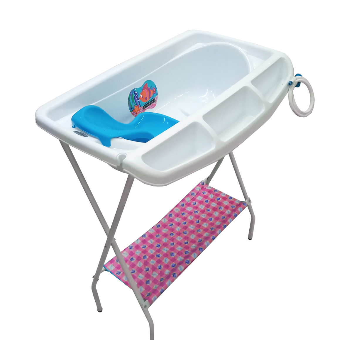 Bañera para Bebe Prinsel Perla con Base Rosa.