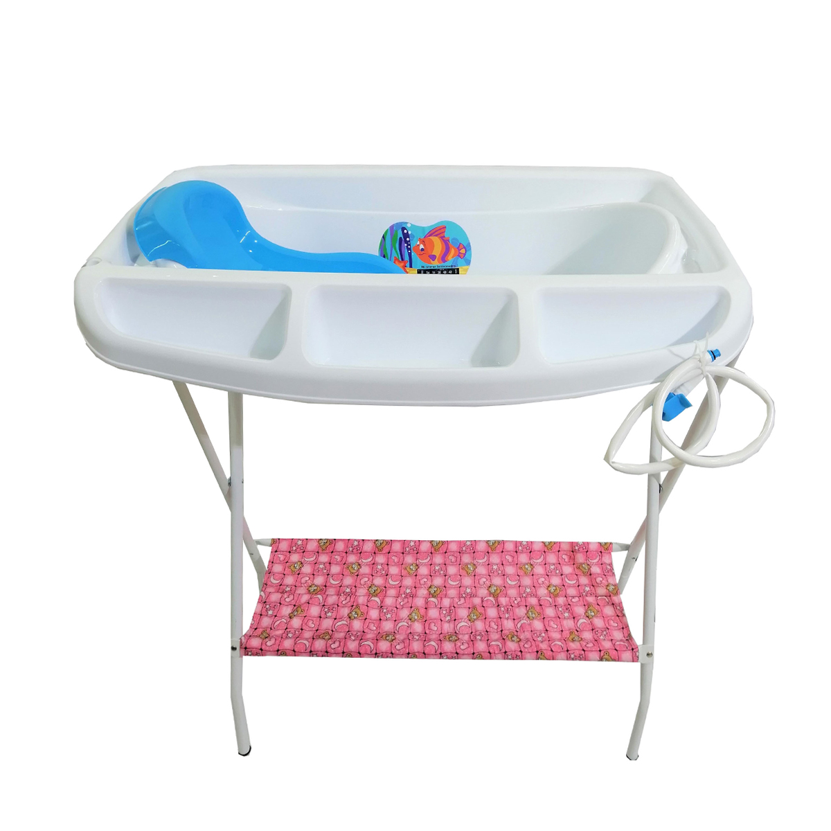 Bañera para Bebe Prinsel Perla con Base Rosa.
