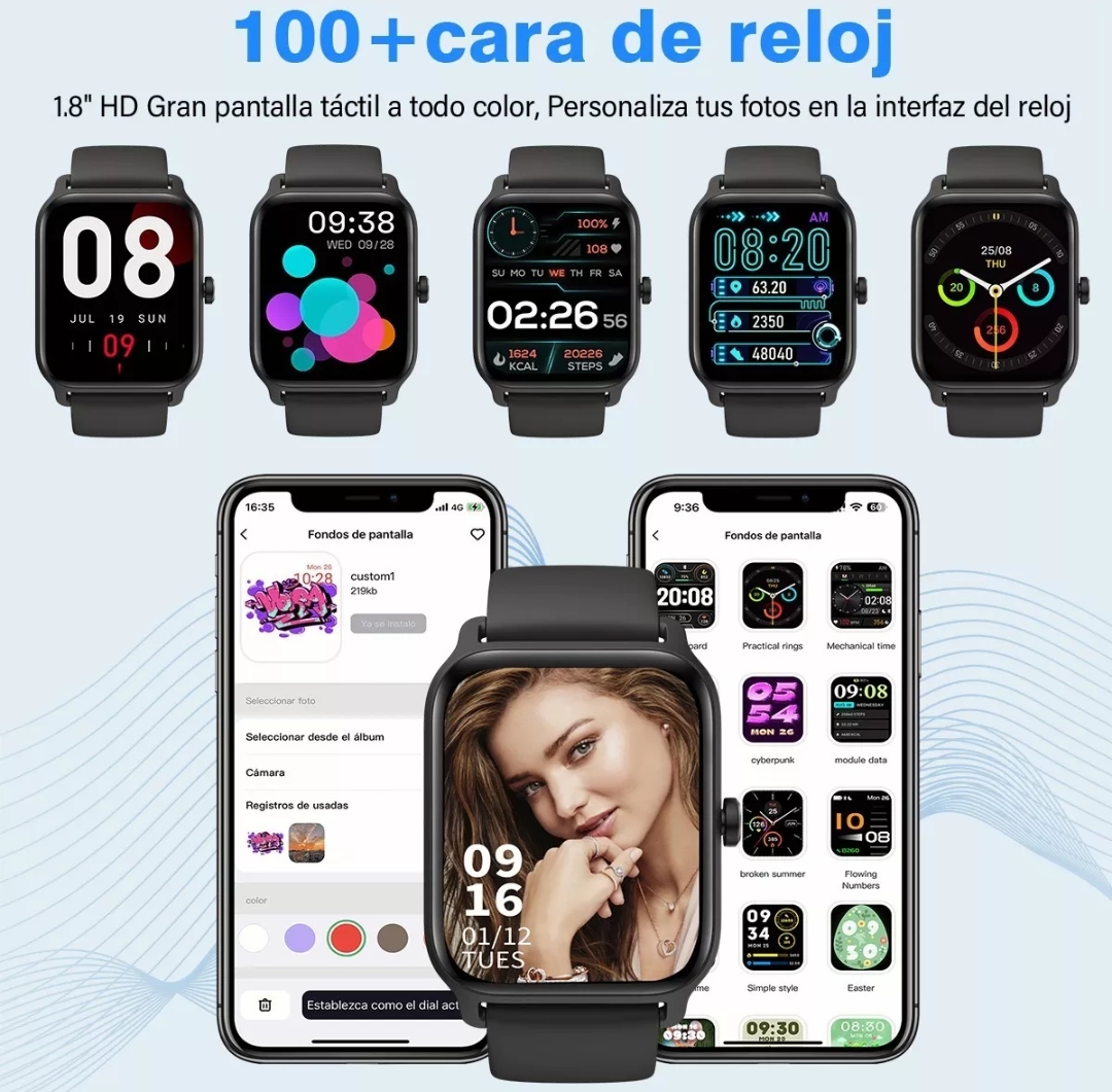 Smartwatch 1.8'' Reloj Inteligente Bluetooth Llamada Alexa