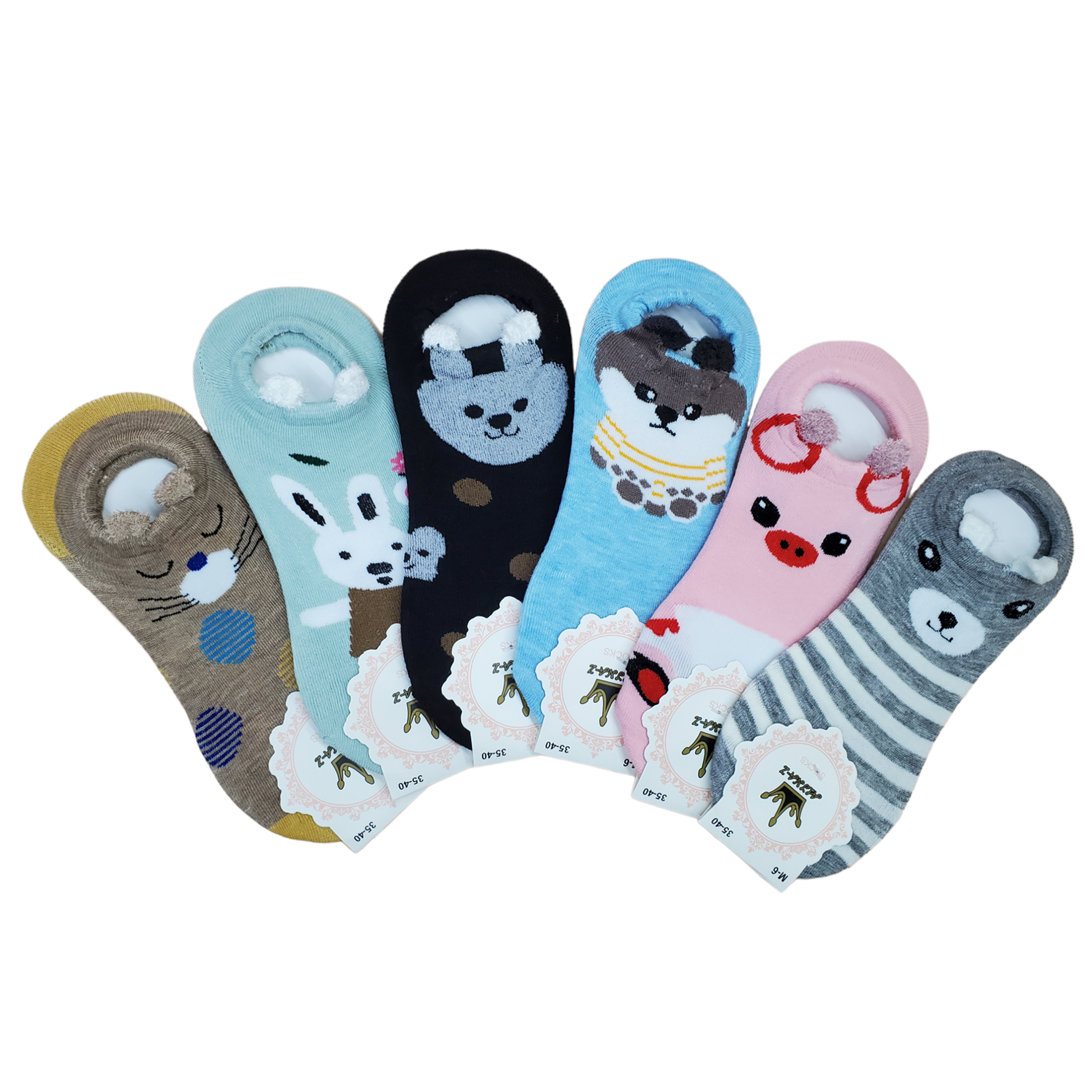 Tines Protectores - Invisible Con Orejitas Dama 6 Pares