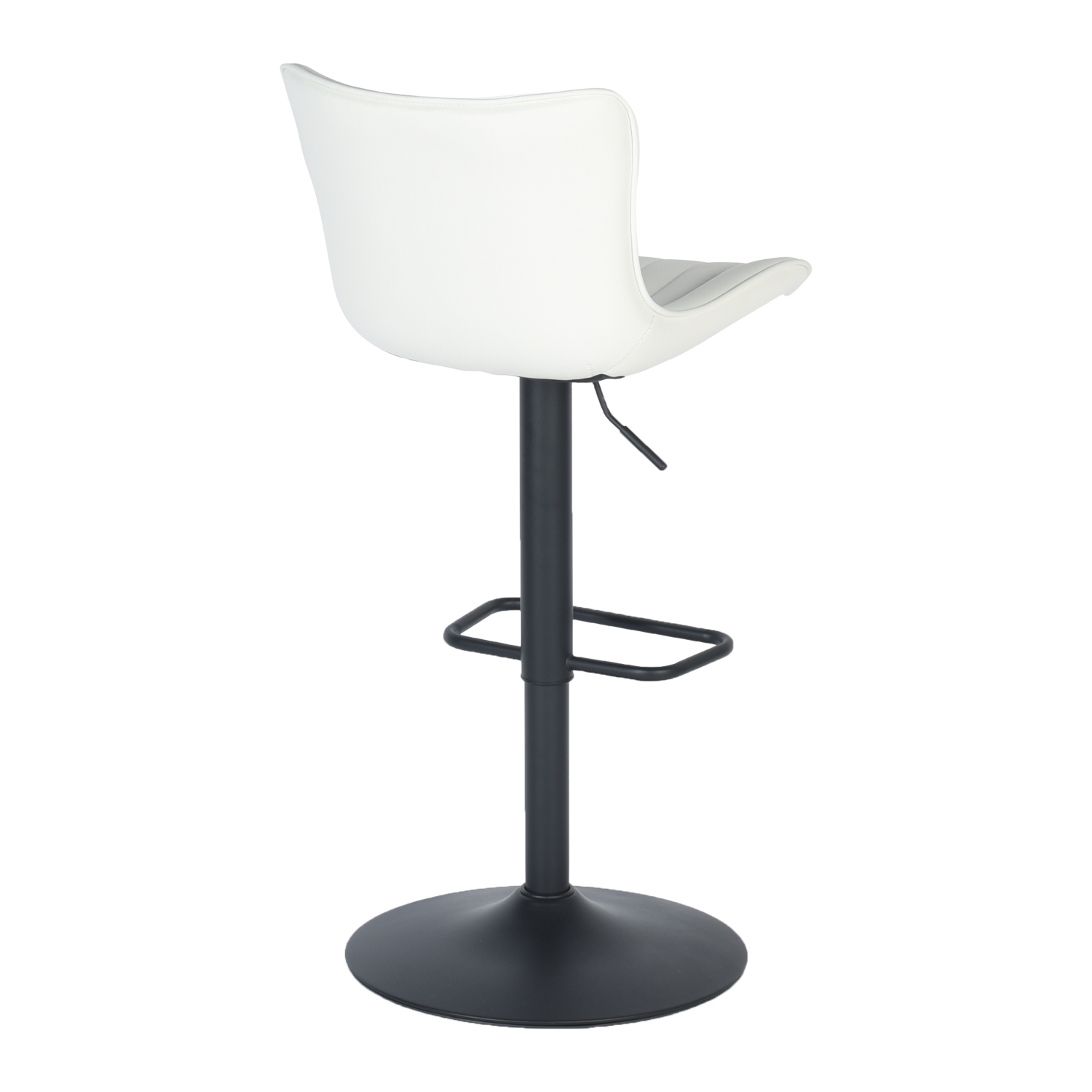 Banco Taburete Helen Base Negra con Blanco - Set 2 Piezas- Grupo Microtec Ajustable Giratorio Bar Piel PU Blanca