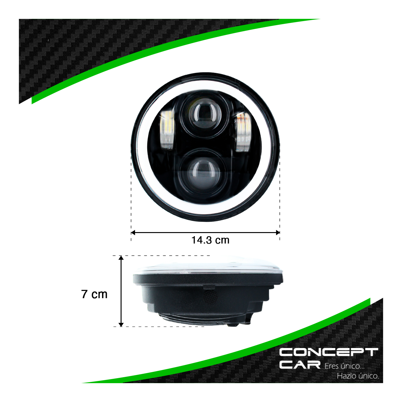 Par Faro Unidad Redonda 4 Led 5 Pulgad Ojo Angel Blanco Ambar