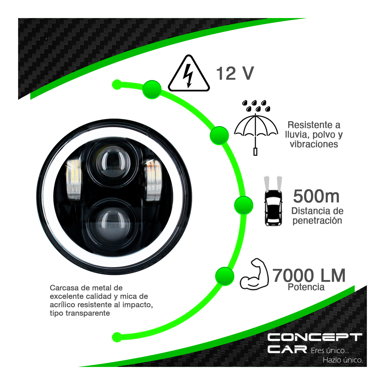 Par Faro Unidad Redonda 4 Led 5 Pulgad Ojo Angel Blanco Ambar