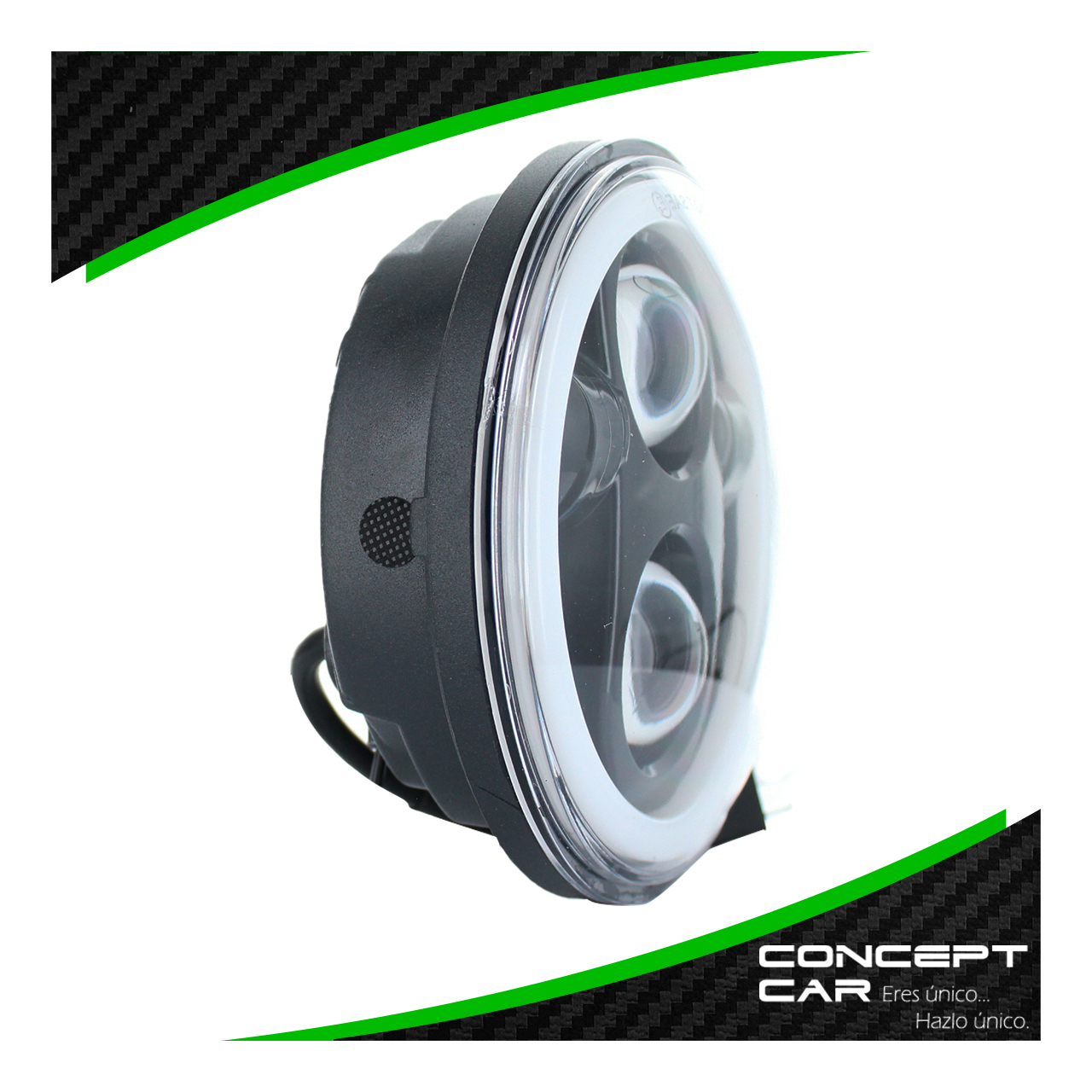 Par Faro Unidad Redonda 4 Led 5 Pulgad Ojo Angel Blanco Ambar