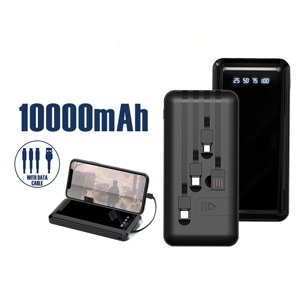 Remax Power Bank Batería Externa Con Cable 10000mah Pd-p62