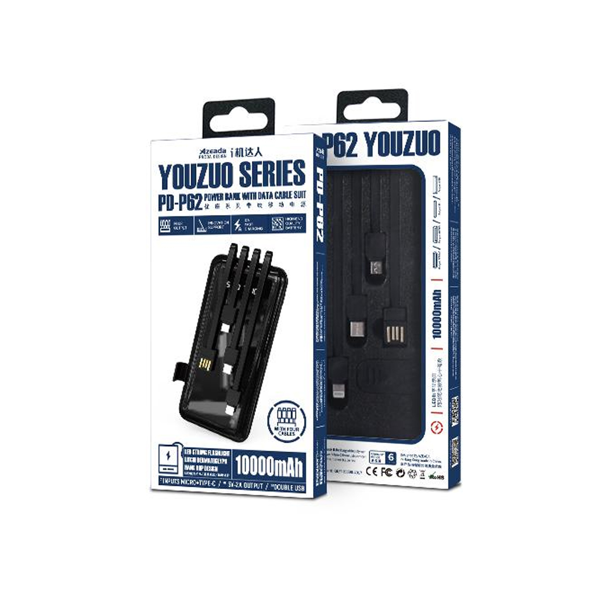 Remax Power Bank Batería Externa Con Cable 10000mah Pd-p62