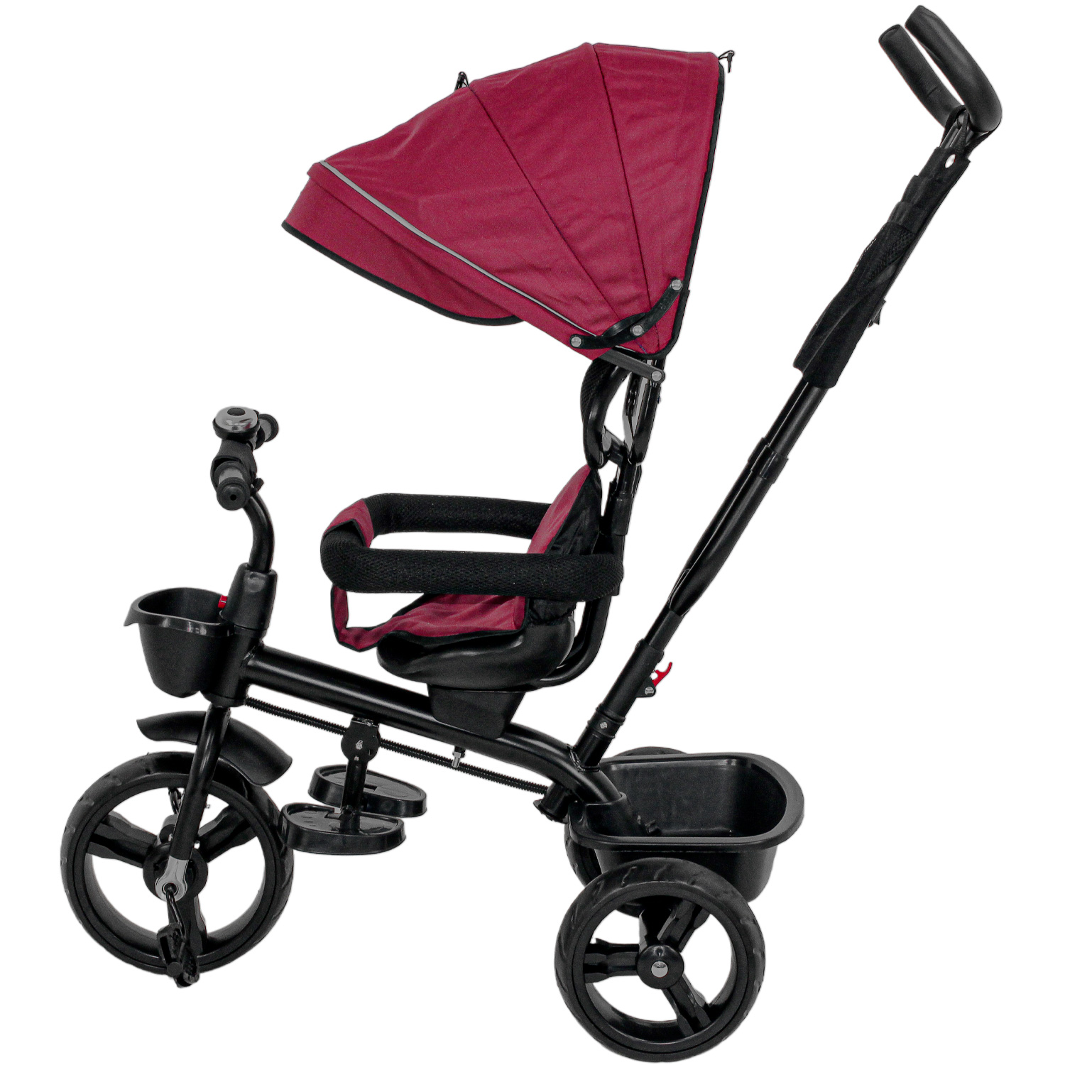 Triciclo Bicicleta Carriola Paseo Bebes 2-6 Años Asiento 360 grados Color Vino