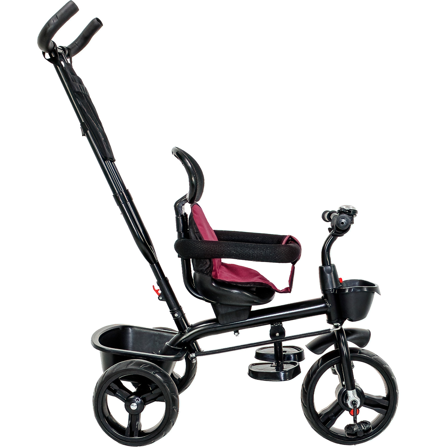 Triciclo Bicicleta Carriola Paseo Bebes 2-6 Años Asiento 360 grados Color Vino