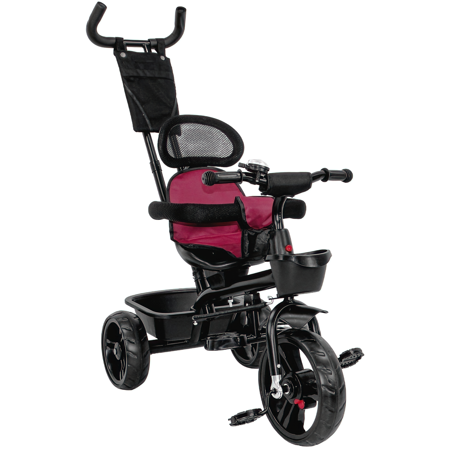 Triciclo Bicicleta Carriola Paseo Bebes 2-6 Años Asiento 360 grados Color Vino