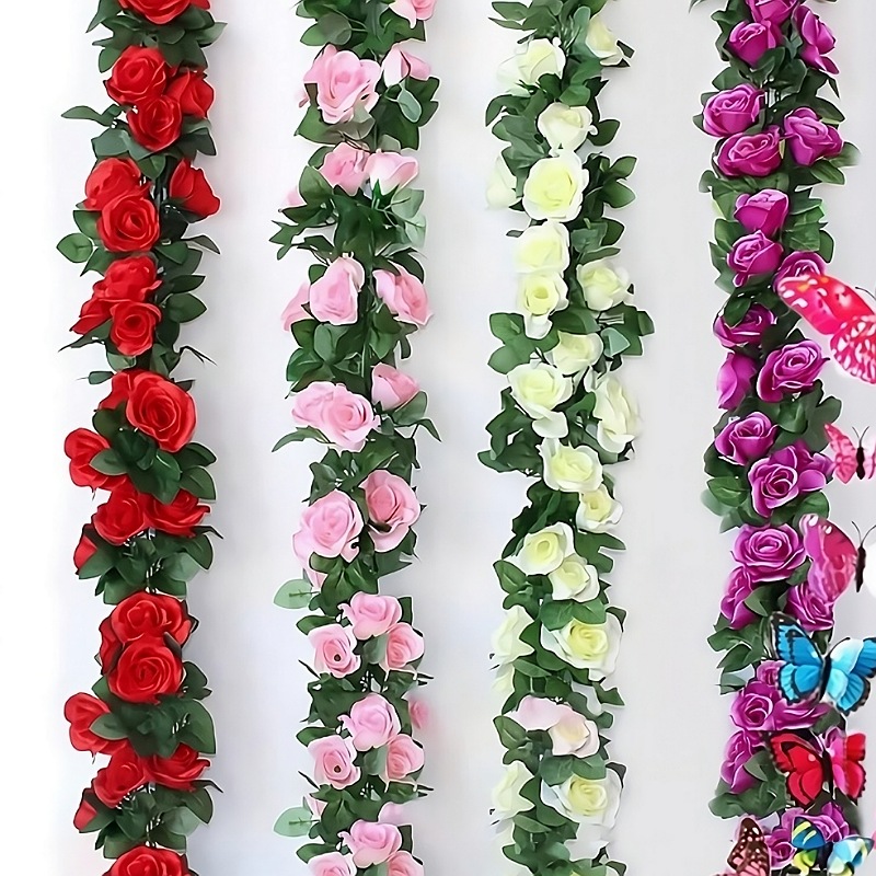 4 Flores Artificiales Rosa 2.3m Artificial Decoración Hogar