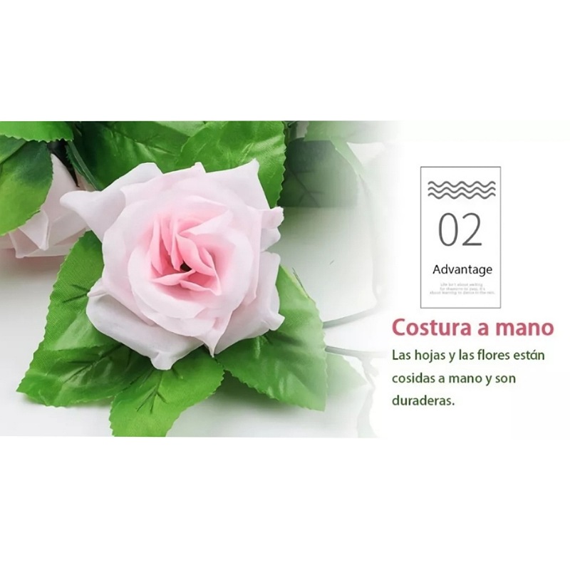 4 Flores Artificiales Rosa 2.3m Artificial Decoración Hogar