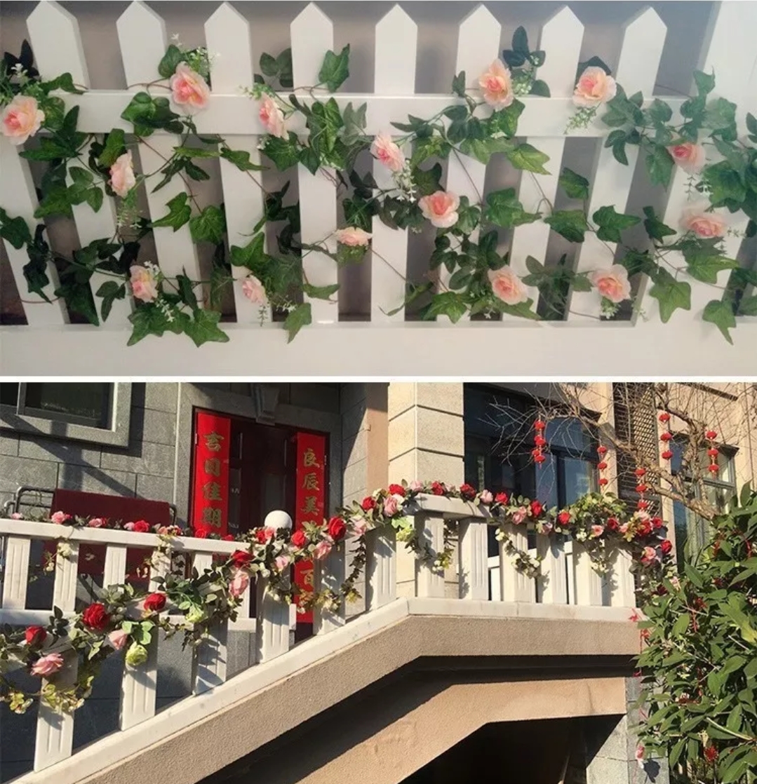 4 Flores Artificiales Rosa 2.3m Artificial Decoración Hogar