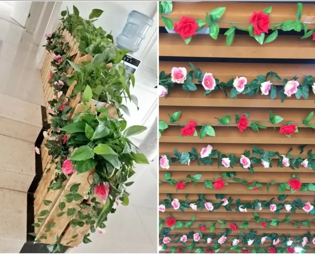 4 Flores Artificiales Rosa 2.3m Artificial Decoración Hogar