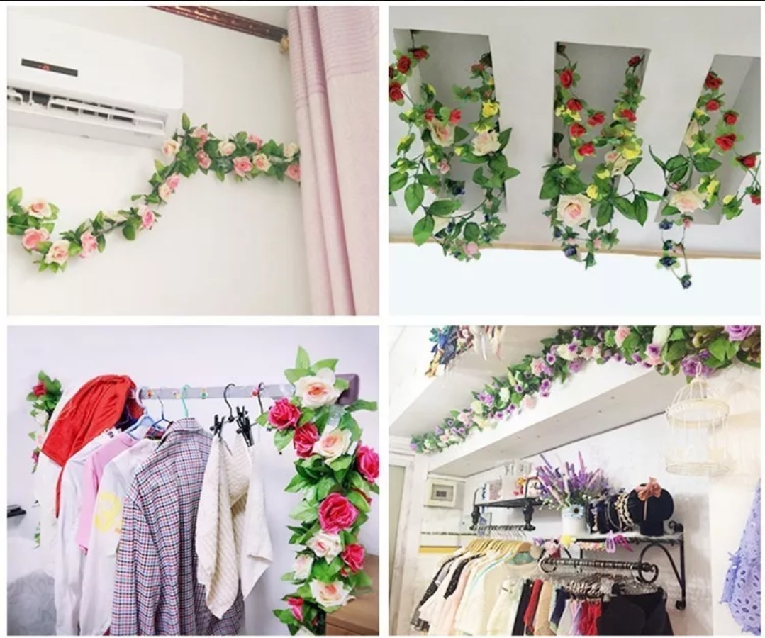 4 Flores Artificiales Rosa 2.3m Artificial Decoración Hogar