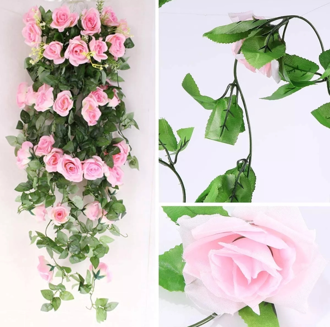 4 Flores Artificiales Rosa 2.3m Artificial Decoración Hogar