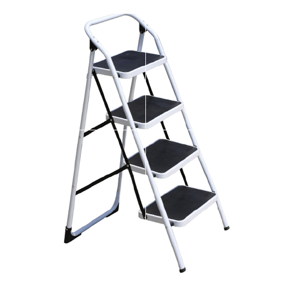 Escalera Tubular Plegable de Acero Certificado EN 131 Patas antiderrapantes Ideal para uso doméstico o usarse en trabajos profesionales 4 Escalones