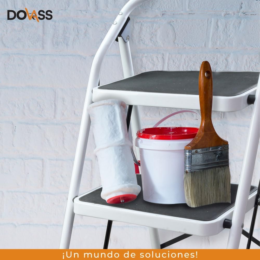 Escalera Tubular Plegable de Acero Certificado EN 131 Patas antiderrapantes Ideal para uso doméstico o usarse en trabajos profesionales 4 Escalones