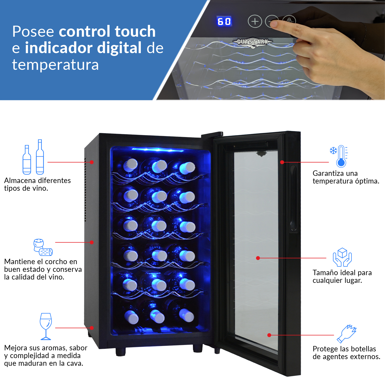 Cava Enfriador Vinos 18 Botellas Frigobar Exclusive Premium