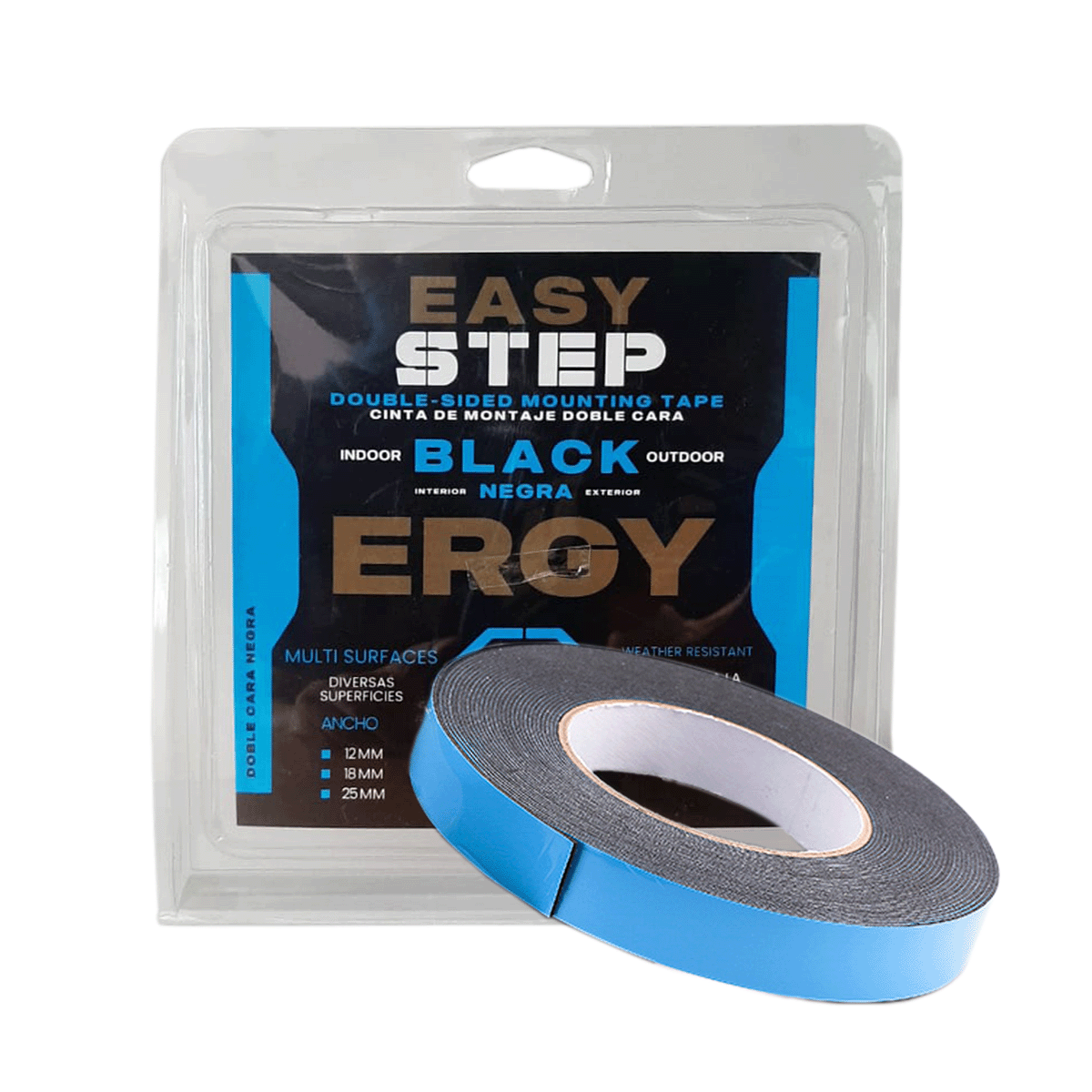 Cinta doble cara para montaje ERGY. 3/4" (19 mm) x 10 m. Color negro.